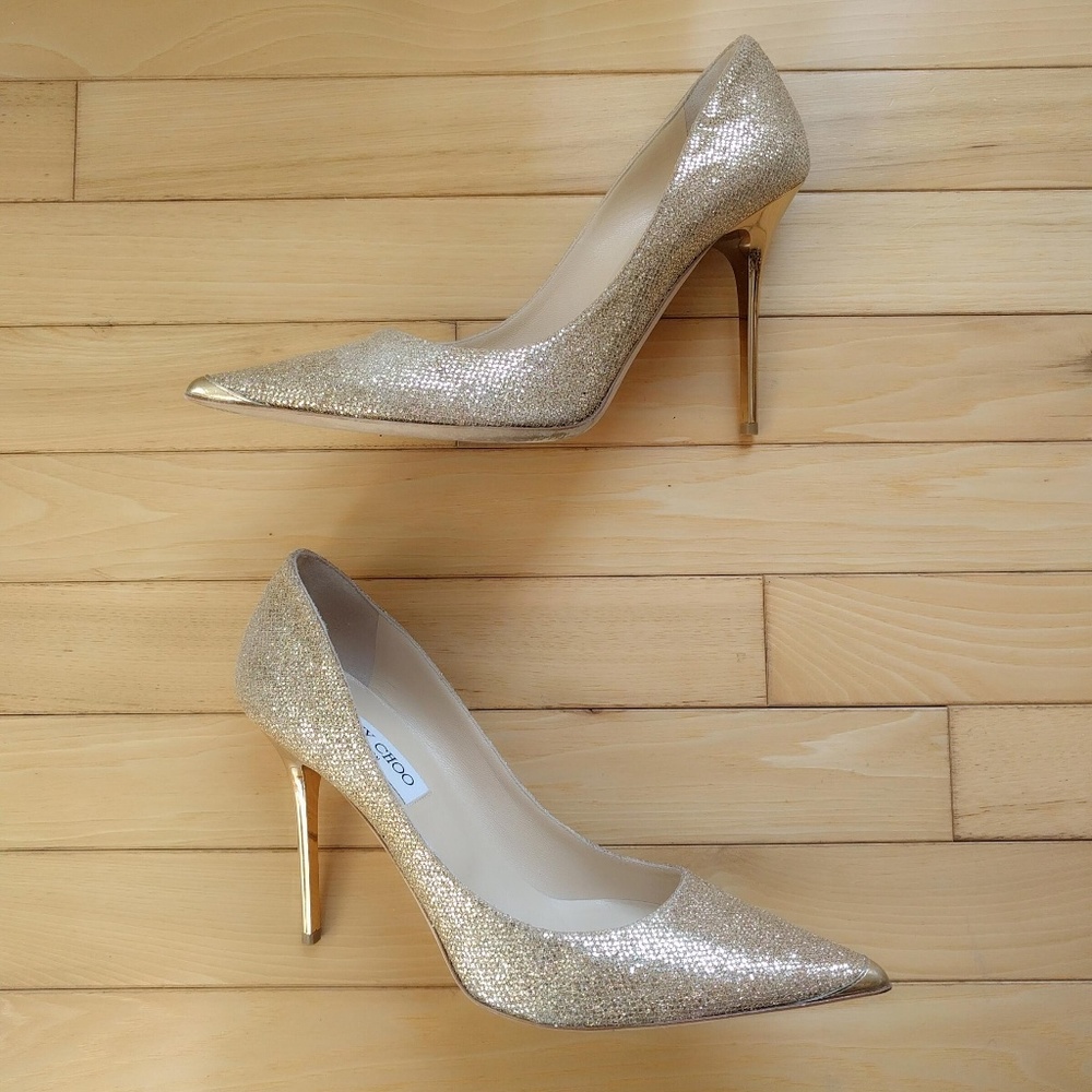 ⛔SOLD⛔ Jimmy Choo Gold Glitter Wedding Abel Pump - Picture 2 of 6